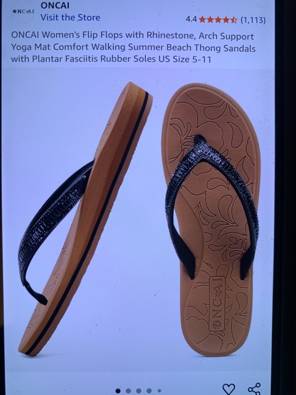 Amazon Women's Black Strap Sandals with Tan Footbed